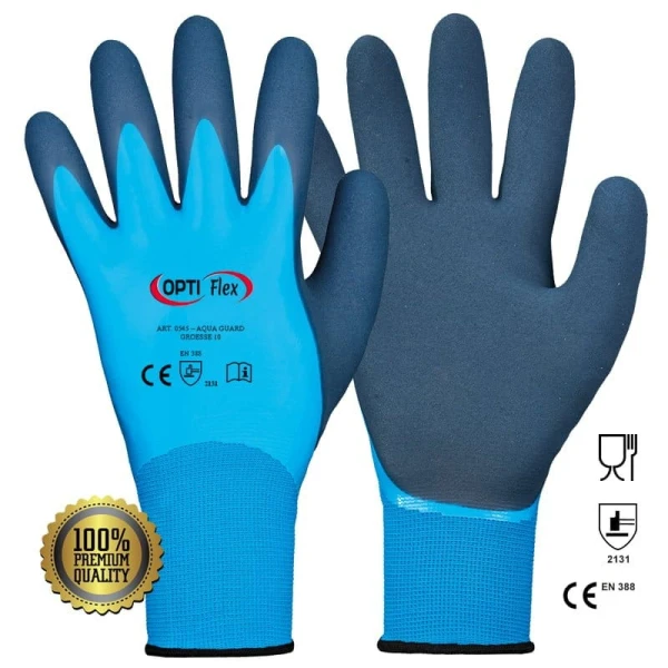 Manusi Aquaguard din nylon imersate in latex Rhino Safety