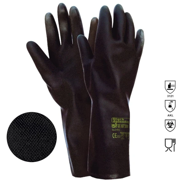 Manusi antichimice Black Defender, neopren, 32 cm Rhino Safety