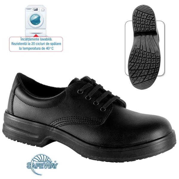 Pantofi Safeway D203 Angelonia 01 SRC, rezistent la abraziune si tratat antimicrobian, Air-dry, PU 1D, Tip burduf - dublata cu material spongios