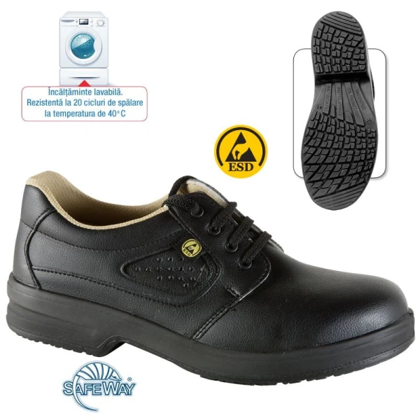 Pantofi Safeway E913 Echinacea S1 ESD SRC PU 1D Insiretare prin perforatii consolidate cu capse nemetalice Da