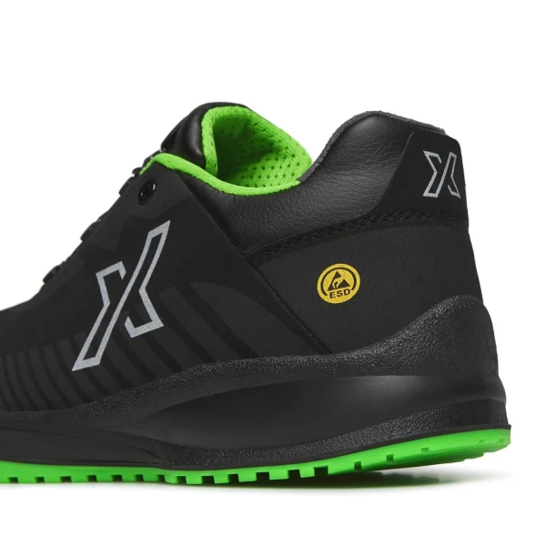 Pantofi Exena Rebel S3 ESD SRC din sintetic, PU 2D, Tip burduf, cu Insiretare prin perforatii consolidate cu capse nemetalice