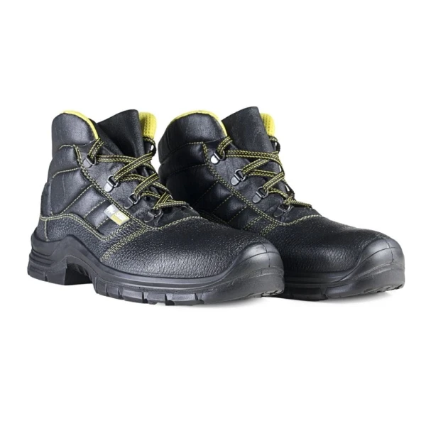 Bocanci Sirin Bora New S1 SRC din  material rezistent la abraziune, care asigură aerisirea piciorului, cu talpă PU 1D, tip burduf dublat cu material spongios și înșiretare prin perforații consolidate cu capse metalice.