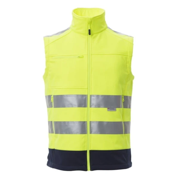 Traffic-Fluorescent-Yellow-Navy-Blue.jpg Vesta softshell Payper Traffic pentru Barbati, 100% polyester Soft shell, Toate anotimpurile, 310 g/m2