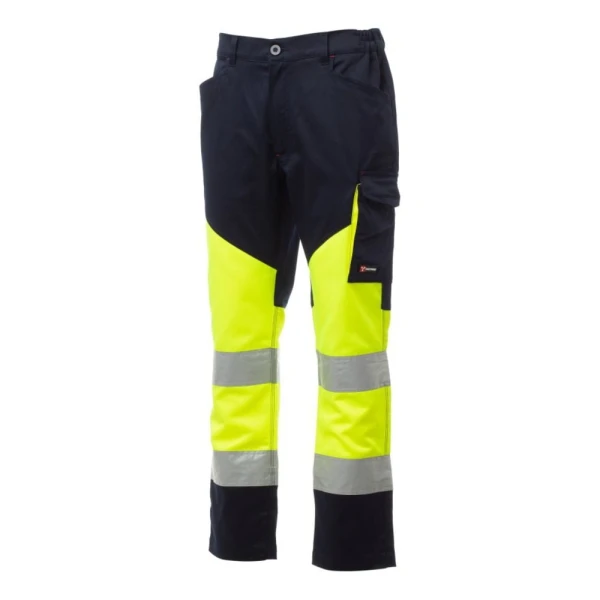 Working-Fluorescent-Yellow-Navy-Blue.jpg Pantaloni talie Payper Working Unisex stretch twill 80% polyester + 20% Bumbac Toate anotimpurile 250 g/m2