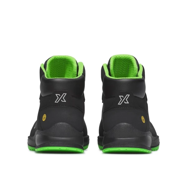 Bocanci Exena Fury S3 ESD SRC - Material textil sintetic, rezistent la abraziune, asigură aerisirea piciorului, PU 2D, Tip burduf - dublata cu material spongios, Insiretare prin perforatii consolidate cu capse nemetalice