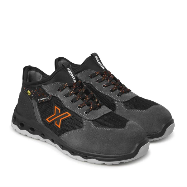 Pantofi Exena Earth S1P ESD SRC - rezistent la abraziune, Energy, PU 2D, Insiretare prin perforatii consolidate cu capse metalice