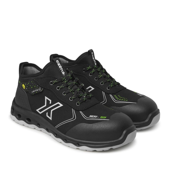 Pantofi Exena Moon S3 ESD SRC - rezistent la abraziune, Energy, PU 2D, Insiretare prin perforatii consolidate cu capse metalice