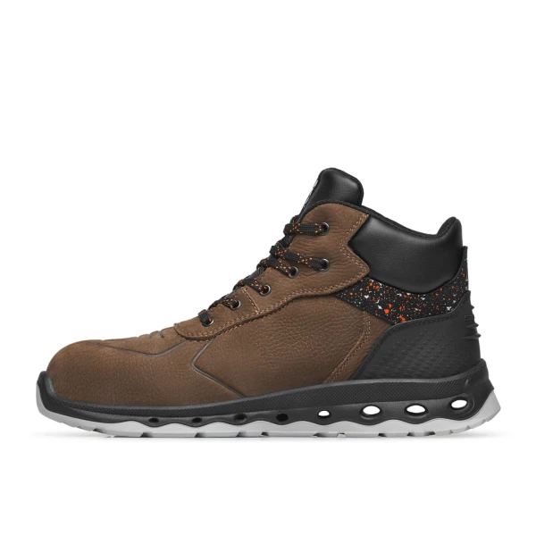 Bocanci Exena Uranus S3 ESD SRC din material textil perforat rezistent la abraziune cu tehnologie Energy PU 2D și limbă tip burduf dublată cu material spongios.