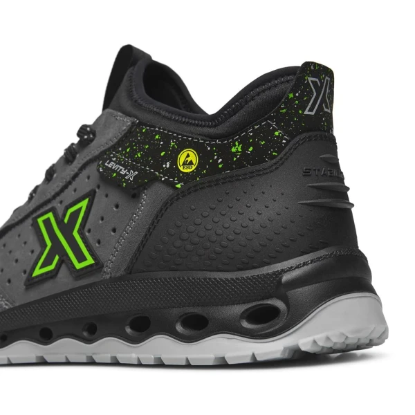 Pantofi Exena Neptune S1P ESD SRC, rezistent la abraziune, Energy PU 2D, Închidere, Insiretare prin perforatii consolidate cu capse metalice