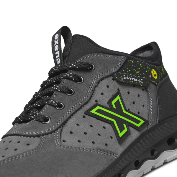 Pantofi Exena Neptune S1P ESD SRC, rezistent la abraziune, Energy PU 2D, Închidere, Insiretare prin perforatii consolidate cu capse metalice