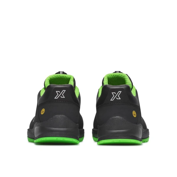 Pantofi Exena Race S3 ESD SRC - sintetic, PU 2D, tip burduf, înșiretare prin perforații consolidate cu capse nemetalice.