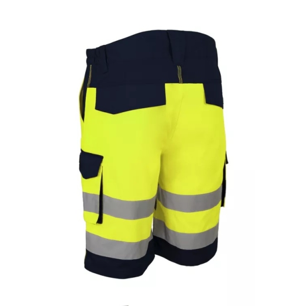 Pantaloni bermude de lucru, HIBANA, Hi-viz, culoare galben/negru-bleumarin