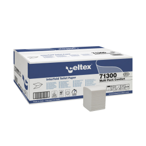Hartie igienica, pliata, 2 straturi, Multi Pack Comfort, dimensiune portie 11x18 cm, 250 portii/pachet, 36 pachete/bax