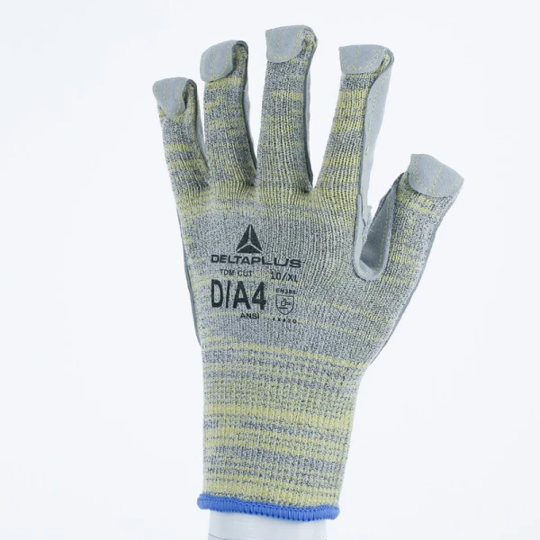 Mănușă tricotată fără strat protector cu țepi - HEATnocut, HDPE - Calibru : 10, culori: Galben-Gri