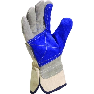 Mănușă preformată palmă piele/dos material textil - Bovină, culoare Gri-Albastru