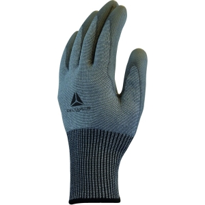 Mănușă tricotată cu strat protector - Fibră de sticlă, HDPE, Fibră de oțel - PU - Calibru : 13 - Pungă de 3, culori: Gri