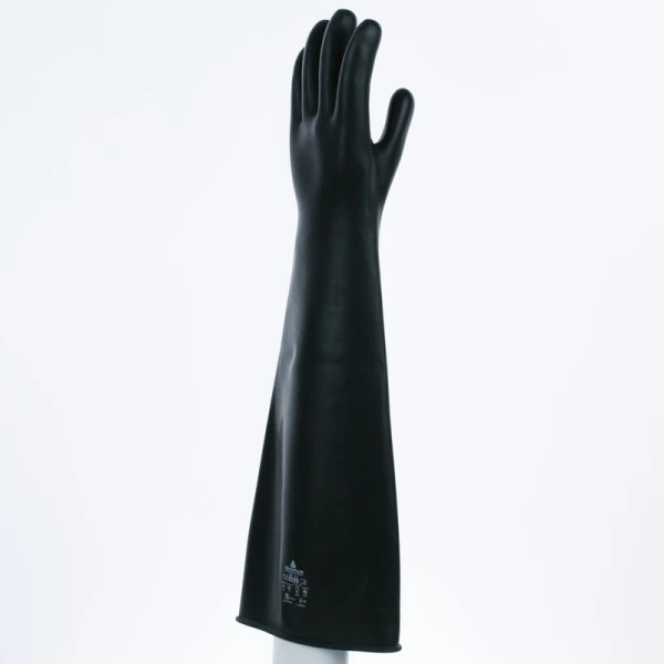 Mănușă impermeabilă fără fixare, neimpregnată cu pudră - Latex neted - Lungime : 600 mm , culoare Negru