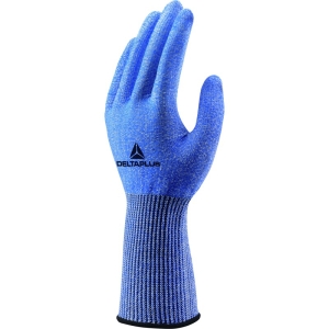 Mănușă tricotată fără strat protector - HDPE, Fibră de oțel - Calibru : 15, culori: Albastru-Alb