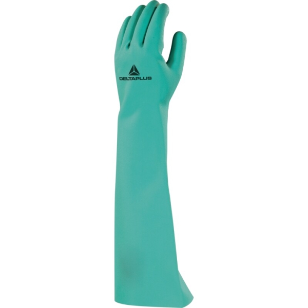 Mănușă impermeabilă fără fixare, neimpregnată cu pudră - Nitril neted - Lungime :  460   mm , culori: Verde