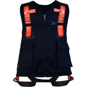 Ham anticădere cu vestă de lucru nedetașabilă - Oțel, Poliester - Punct de prindere pentru oprirea căderii: Dorsal, Sternal, culori: Negru