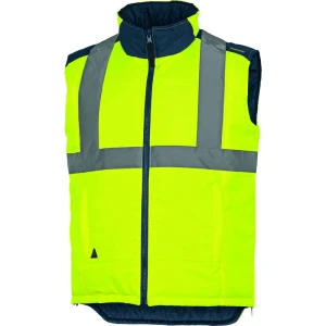 Vestă călduroasă de înaltă vizibilitate - Oxford - 100% poliester - Acoperire poliuretanică | Pânză - 100% poliester, culori: Galben fluorescent-Bleumarin