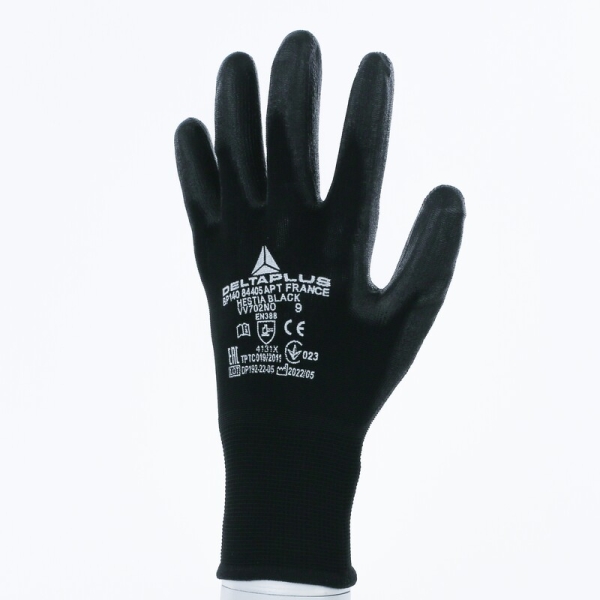 Mănușă tricotată cu strat protector - Poliamidă - PU - Calibru : 15, culori: Negru