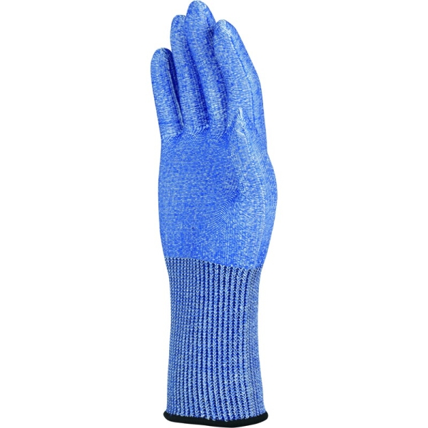 Mănușă tricotată fără strat protector - SOFTnocut - Calibru : 15, culori: Albastru-Alb