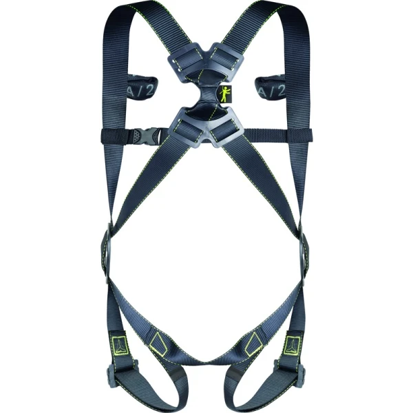Ham anticădere - Poliester, Oțel cu supramulaj din plastic - Punct de prindere pentru oprirea căderii: Dorsal, Sternal, culoare Negru