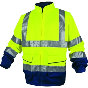 Jachetă de lucru de înaltă vizibilitate -  Twill - 80% poliester 20% bumbac - 230 g/m², culori: Galben fluorescent-Bleumarin, Portocaliu fluorescent-Bleumar