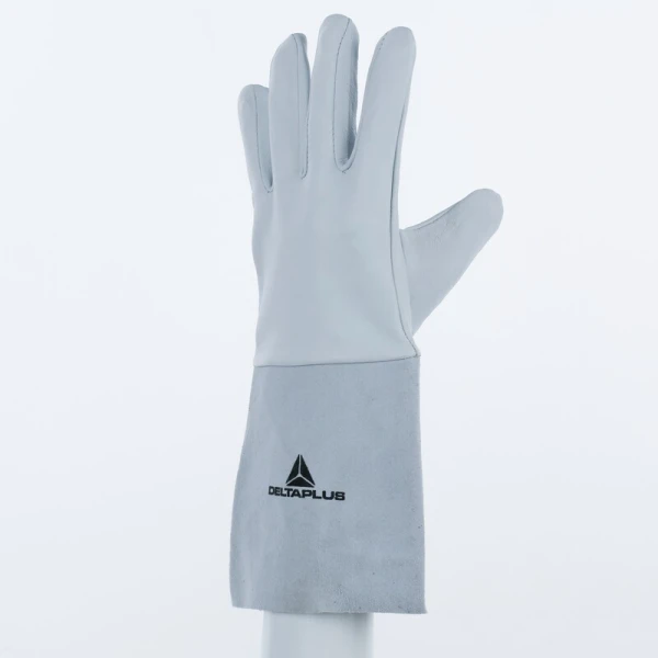 Mănușă preformată palmă piele/dos piele - Capră - Lungime :  350   mm , culoare Gri