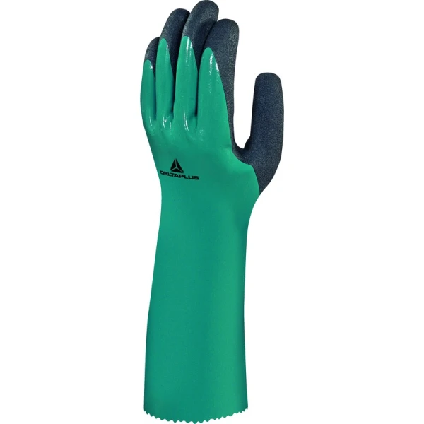 Mănușă impermeabilă cu fixare - Poliamidă - Înveliș triplu din spumă de nitril - Calibru : 18 - Lungime :  350   mm , culori: Verde