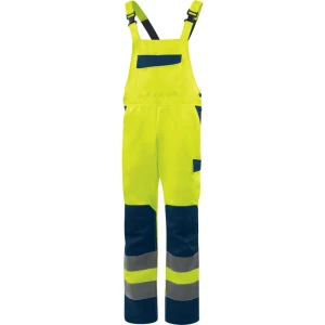 Salopetă de lucru cu vizibilitate ridicată - Twill - 80% poliester 20% bumbac - 240 g/m², culori: Galben fluorescent-Bleumarin, Portocaliu fluorescent-Bleumar