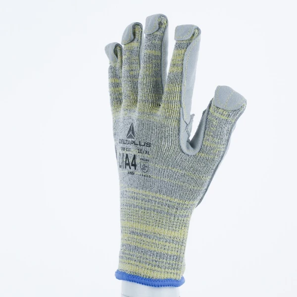 Mănușă tricotată fără strat protector cu țepi - HEATnocut, HDPE - Calibru : 10, culori: Galben-Gri