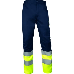 Pantaloni de lucru de înaltă vizibilitate - Twill - 80% poliester 20% bumbac - 240 g/m², culori: Galben fluorescent-Bleumarin, Portocaliu fluorescent-Bleumar