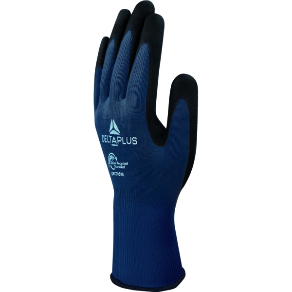 Mănușă tricotată cu strat protector - Poliester - Spumă de latex - Calibru : 13, culori: Albastru