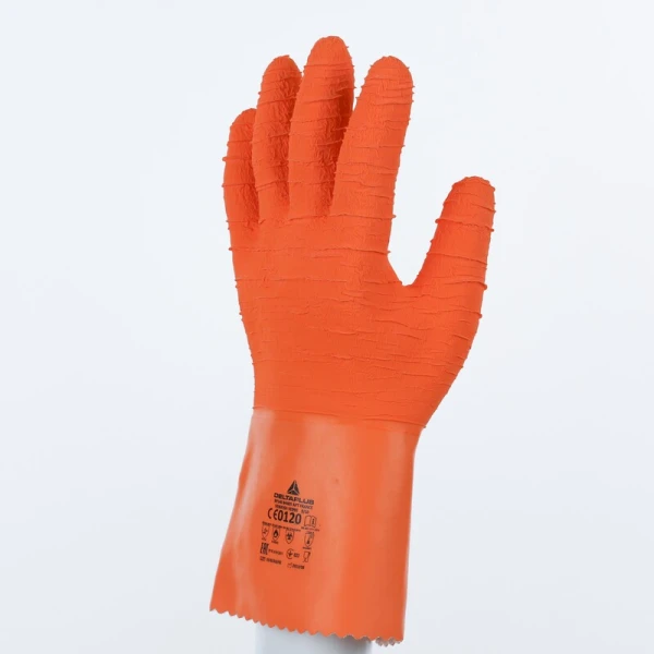 Mănușă impermeabilă cu fixare - Latex texturat aderent - Lungime : 300 mm , culori: Portocaliu