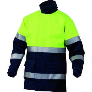 Jachetă parka 2 în 1, multirisc, de înaltă vizibilitate - Pânză - 98% poliester 2% fibră antistatică - Acoperire poliuretanică | Căptuşeală: Fleece - 100% poliester, culori: Galben fluorescent-Bleumarin