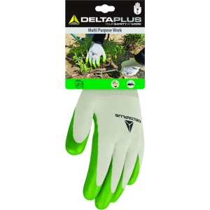 Mănușă tricotată cu strat protector - Poliester - Latex cu motiv ștanțat - Calibru : 15, culori: Alb-Verde