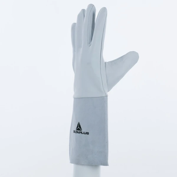 Mănușă preformată palmă piele/dos piele - Capră - Lungime :  350   mm , culoare Gri