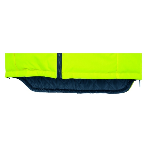 Vestă călduroasă de înaltă vizibilitate -  Oxford - 100% poliester - Acoperire poliuretanică | Pânză - 100% poliester, culori: Galben fluorescent-Bleumarin
