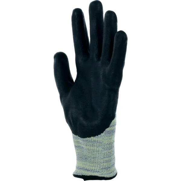 Mănușă tricotată cu strat protector - HEATnocut - Spumă de nitril - Calibru : 13, culori: Galben-Gri-Negru