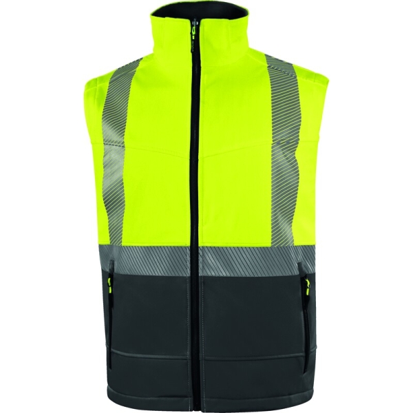 Softshell hidrofug 2 în 1 de înaltă vizibilitate -  Ripstop - 100% poliester - Membrană TPU, 3 straturi laminate, culori: Galben fluorescent-Gri, Portocaliu Fluo-Gri