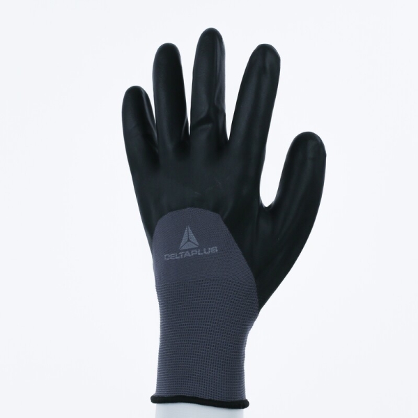Mănușă tricotată cu strat protector - Poliamidă - Strat dublu de nitril - Calibru : 13, culori: Negru