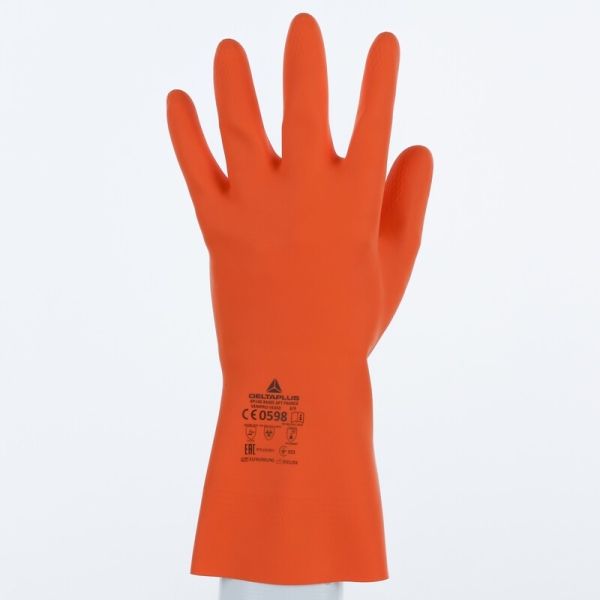 Mănușă impermeabilă fără fixare, cu material polar - Latex cu motiv ștanțat - Lungime :  300   mm , culori: Portocaliu