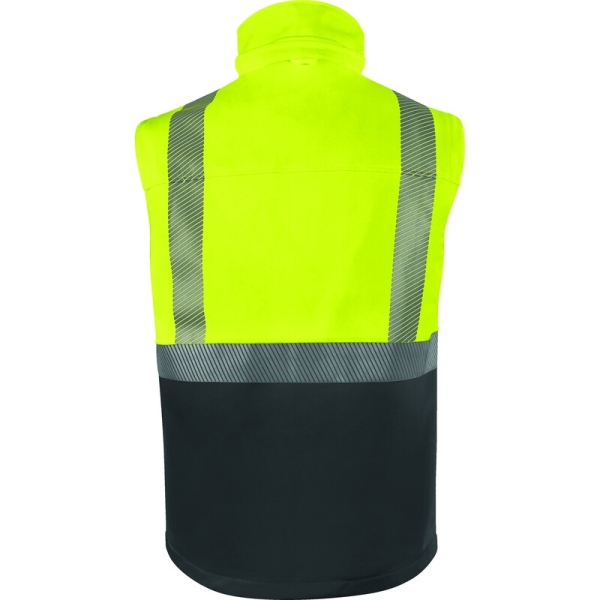 Softshell hidrofug 2 în 1 de înaltă vizibilitate -  Ripstop - 100% poliester - Membrană TPU, 3 straturi laminate, culori: Galben fluorescent-Gri, Portocaliu Fluo-Gri