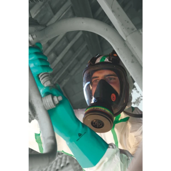 Mănușă impermeabilă fără fixare, cu material polar - Motive din nitril - Lungime : 330 mm , culori: Verde