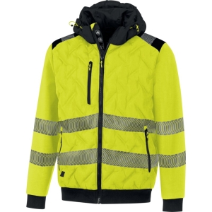 Jachetă de puf hidrofugă de înaltă vizibilitate -  Pânză - 100% poliester reciclat - Membrană TPU | Softshell - 100% poliester reciclat - Membrană TPU, 3 straturi laminate | Căptuşeală: Tafta - 100% poliester reciclat, culori: Galben fluorescent-Negru, Portocaliu Fluo-Negru