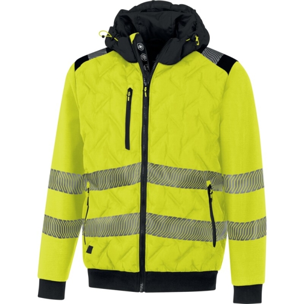 Jachetă de puf hidrofugă de înaltă vizibilitate -  Pânză - 100% poliester reciclat - Membrană TPU | Softshell - 100% poliester reciclat - Membrană TPU, 3 straturi laminate | Căptuşeală: Tafta - 100% poliester reciclat, culori: Galben fluorescent-Negru, Portocaliu Fluo-Negru