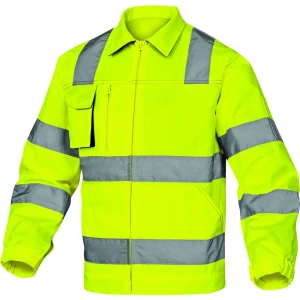 Jachetă de lucru de înaltă vizibilitate - Twill - 54% bumbac 46% poliester - 260 g/m², culori: Galben fluorescent-Gri, Portocaliu Fluo-Gri