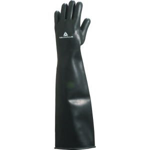 Mănușă impermeabilă fără fixare, neimpregnată cu pudră - Latex neted - Lungime :  600   mm , culoare Negru